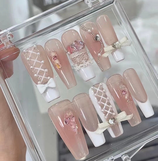 Pink cute nails
