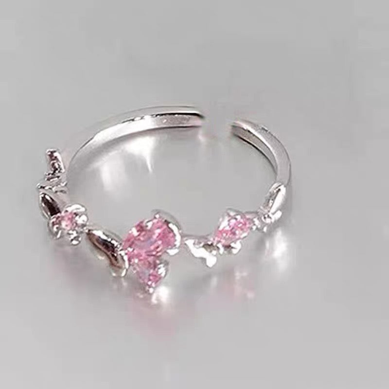 S925 sterling silver love pink diamond ring