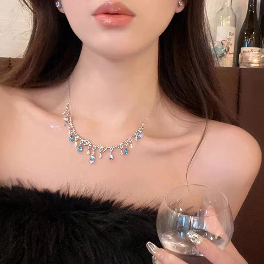 Summer Qimeng~Exquisite Tassel Droplet Necklace Light Luxury, Small and Popular Advanced Design 2023 New Collar Chain Female