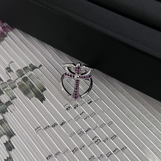 Knock the niche k Luo set diamond cross opening ring, dark personality, niche light luxury design sense, 2023 new model