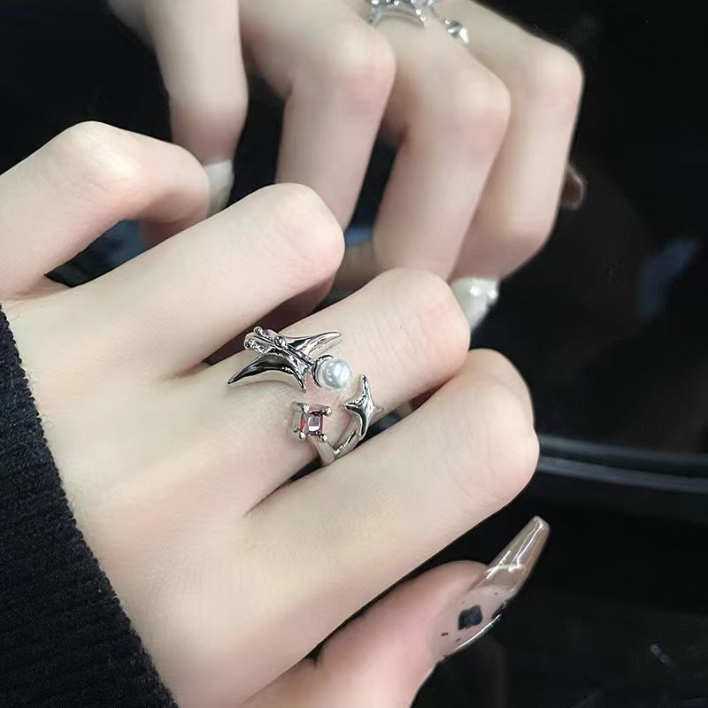 Cosmic Star Manger Ring for Women, Light Luxury French Zircon, Small Design, High Sense, Fashion, Personality, 2022 New Trend