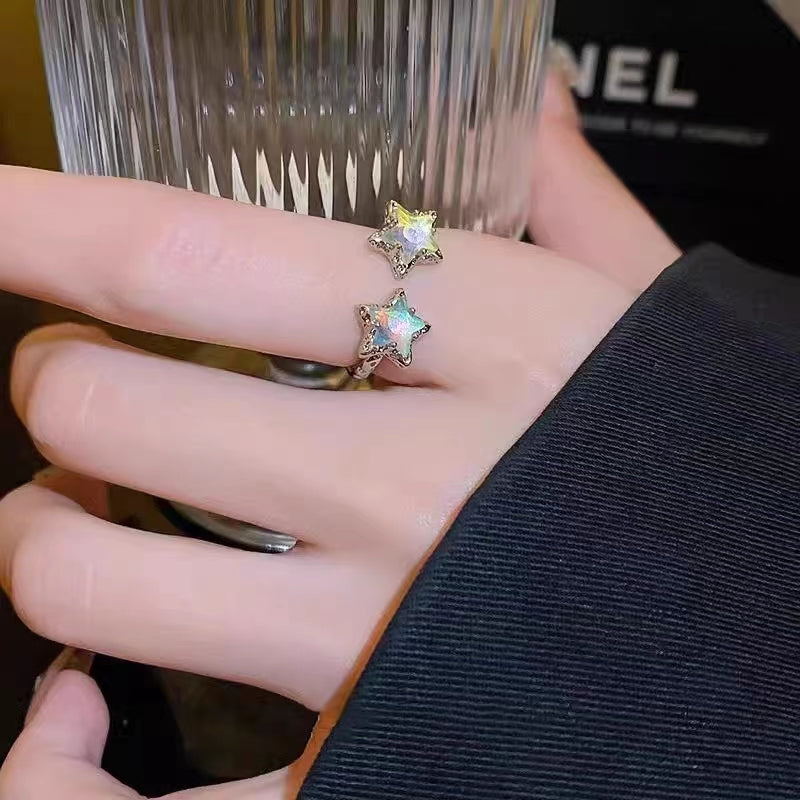 Star Fold Open Ring Light Luxury Index Finger Ring Temperament Handpiece