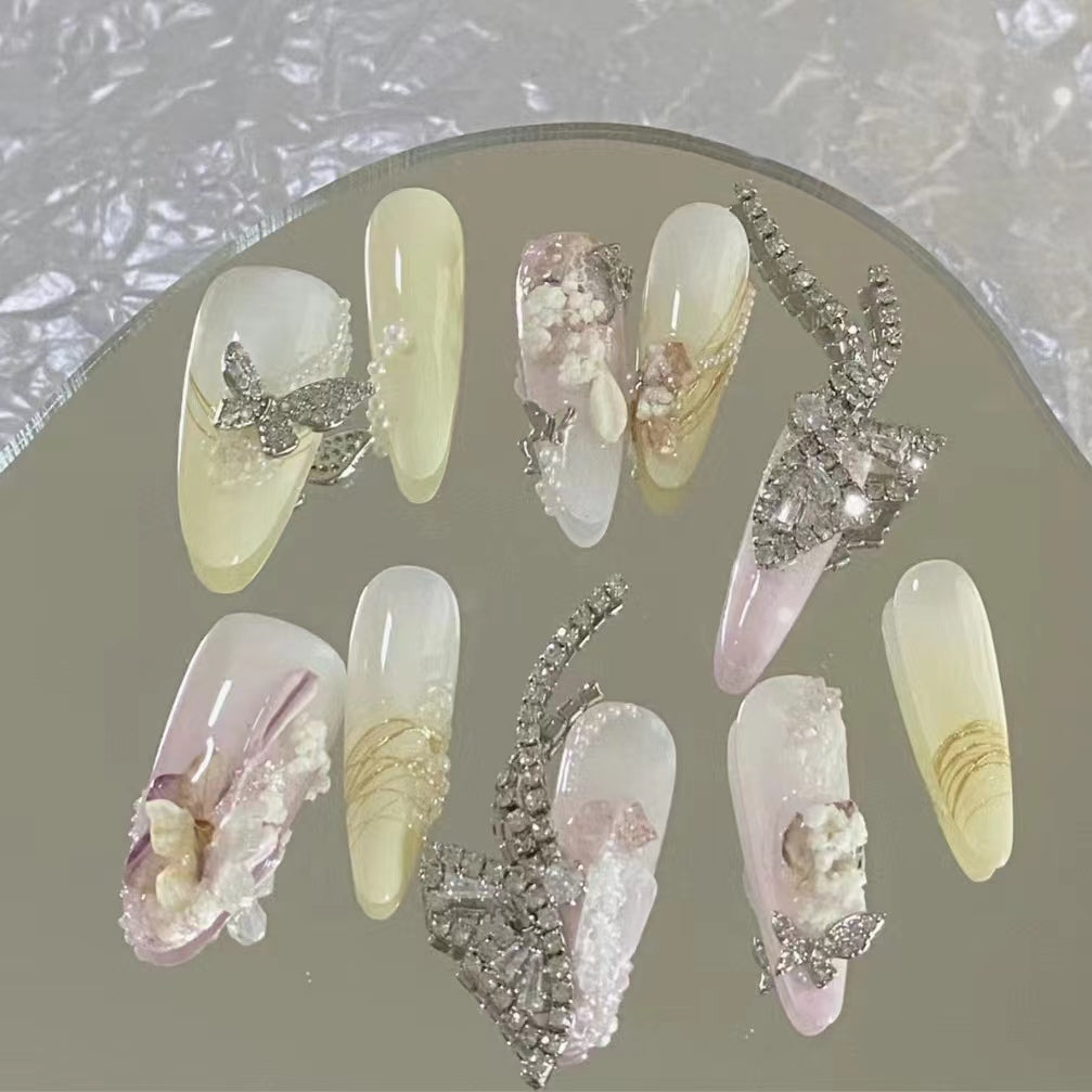 [2022 New Product] High Definition Nail Ornaments and Nail Stickers Finished Silver Nimo Garden Series Fantasy Butterfly