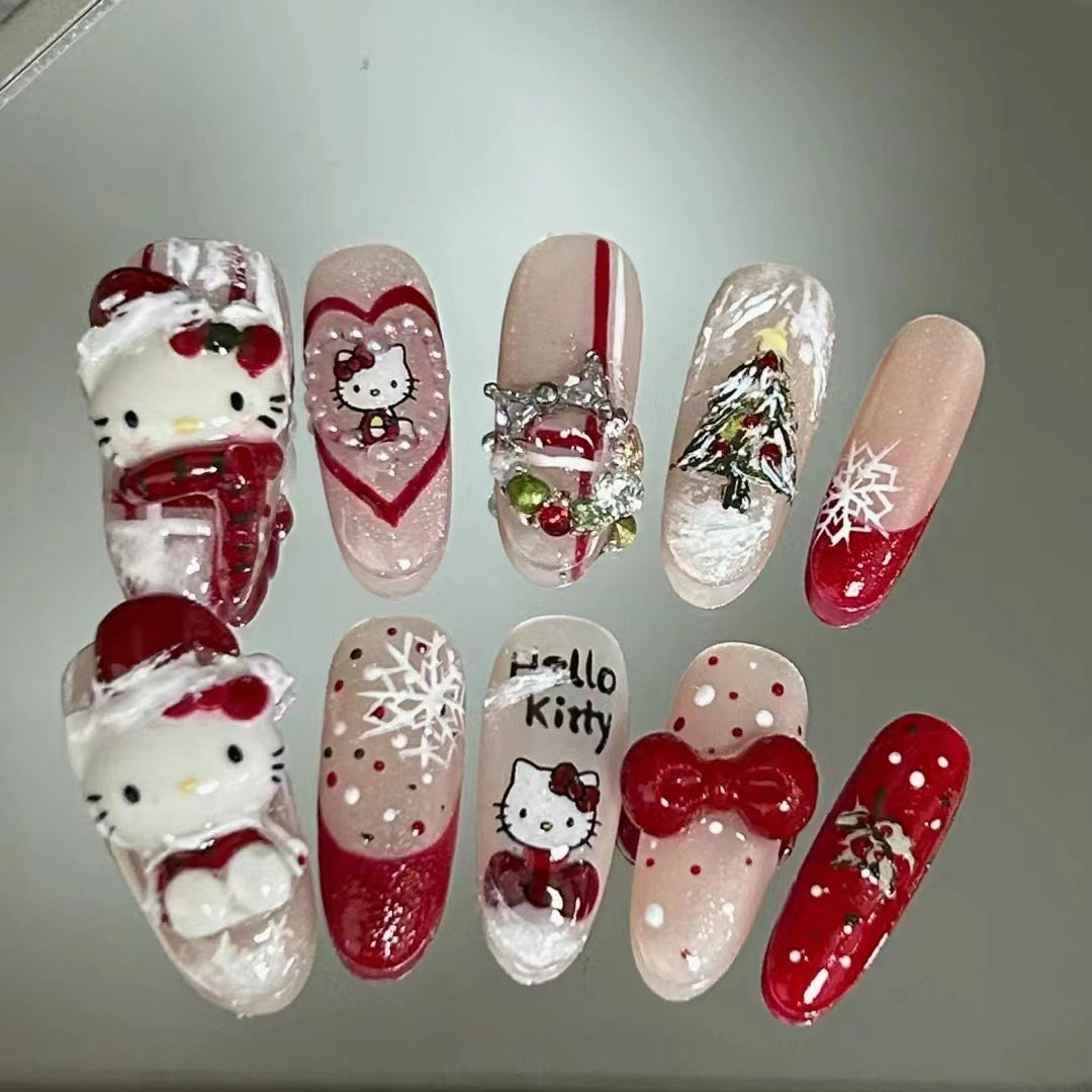 Colorful Christmas | Christmas Theme Co branded Series Festival Red Atmosphere Handworn Nails Creative Nail Enhancement
