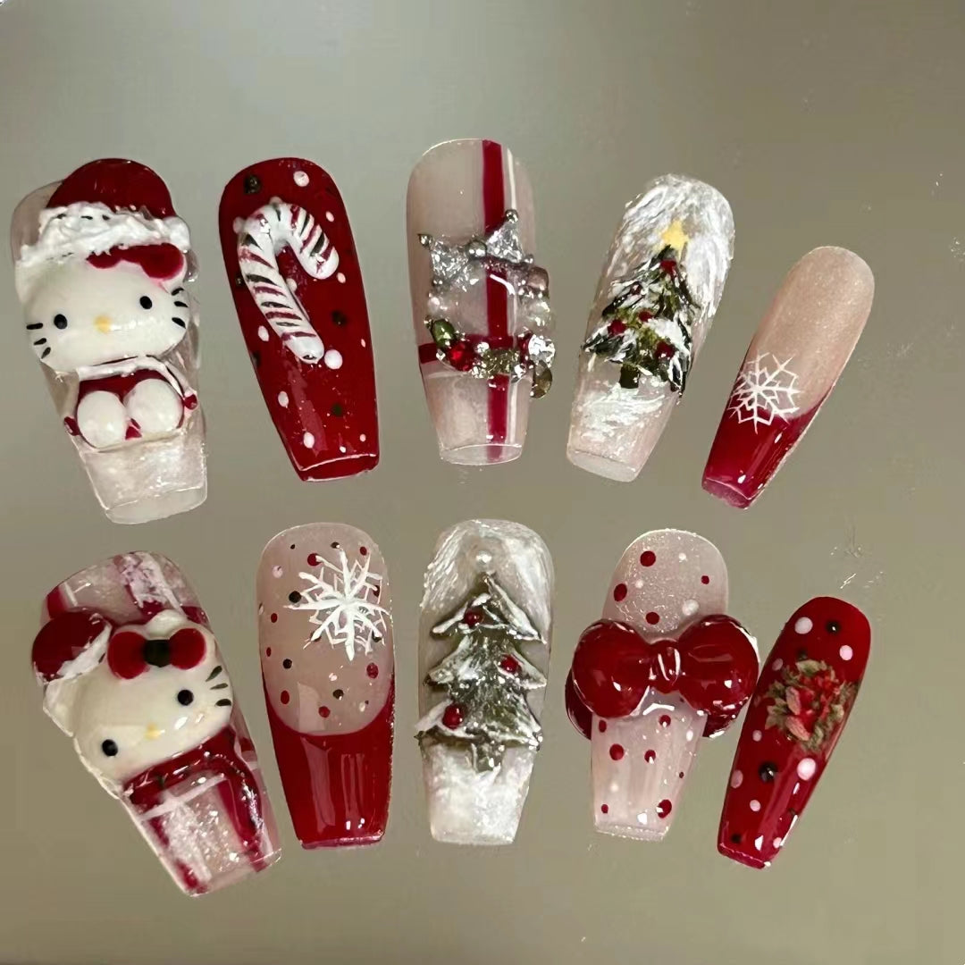 Colorful Christmas | Christmas Theme Co branded Series Festival Red Atmosphere Handworn Nails Creative Nail Enhancement