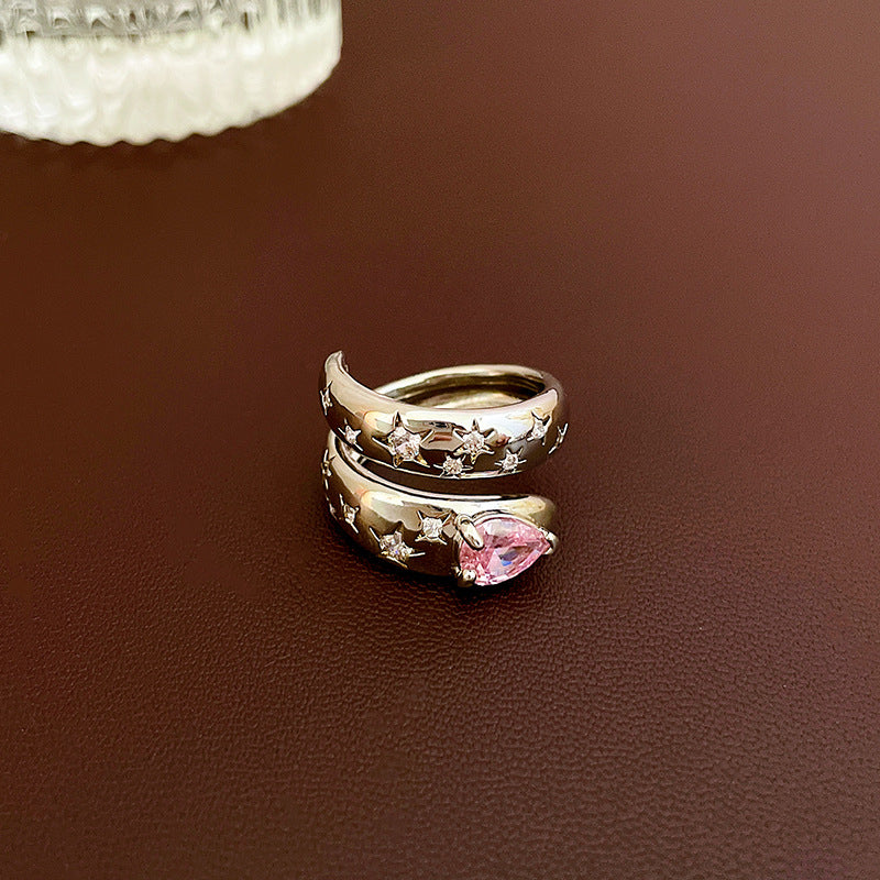 Zircon love opening sweet and exquisite index finger ring