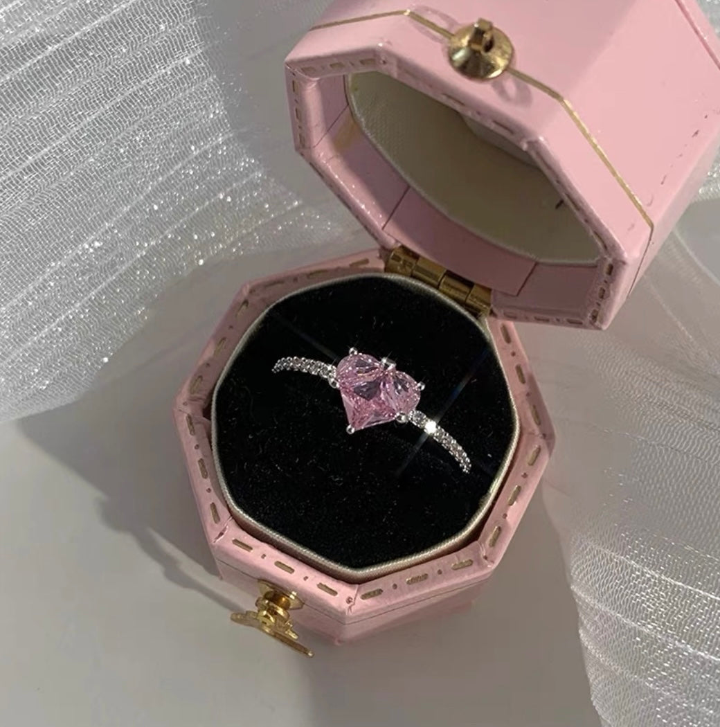 Cherry blossom pink ring six-piece set sweet flash diamond love gemstone butterfly ring