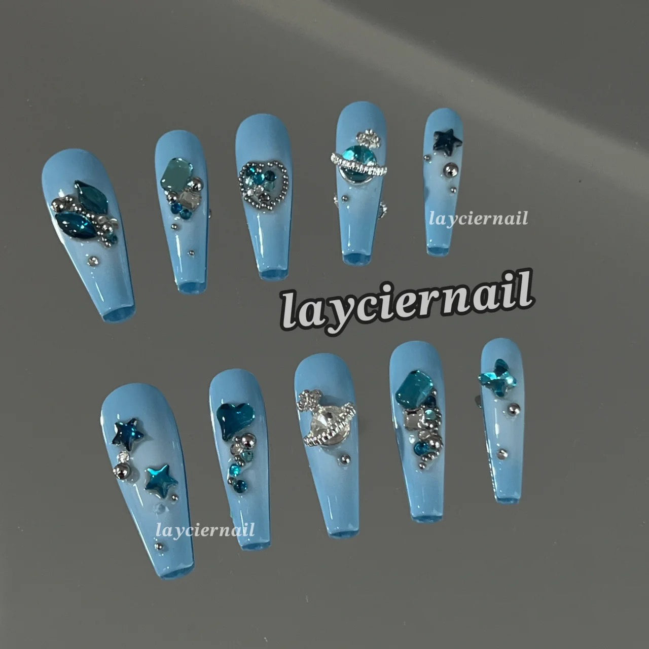 Blue love advanced design nail
