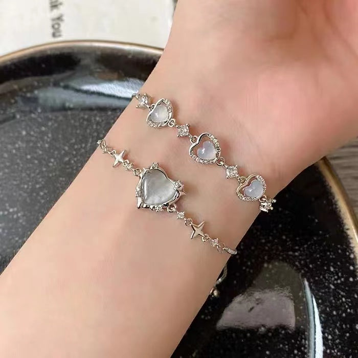Light luxury niche exquisite zircon love bracelet women's cold wind high-end sense bracelet best friend student high-value bracelet