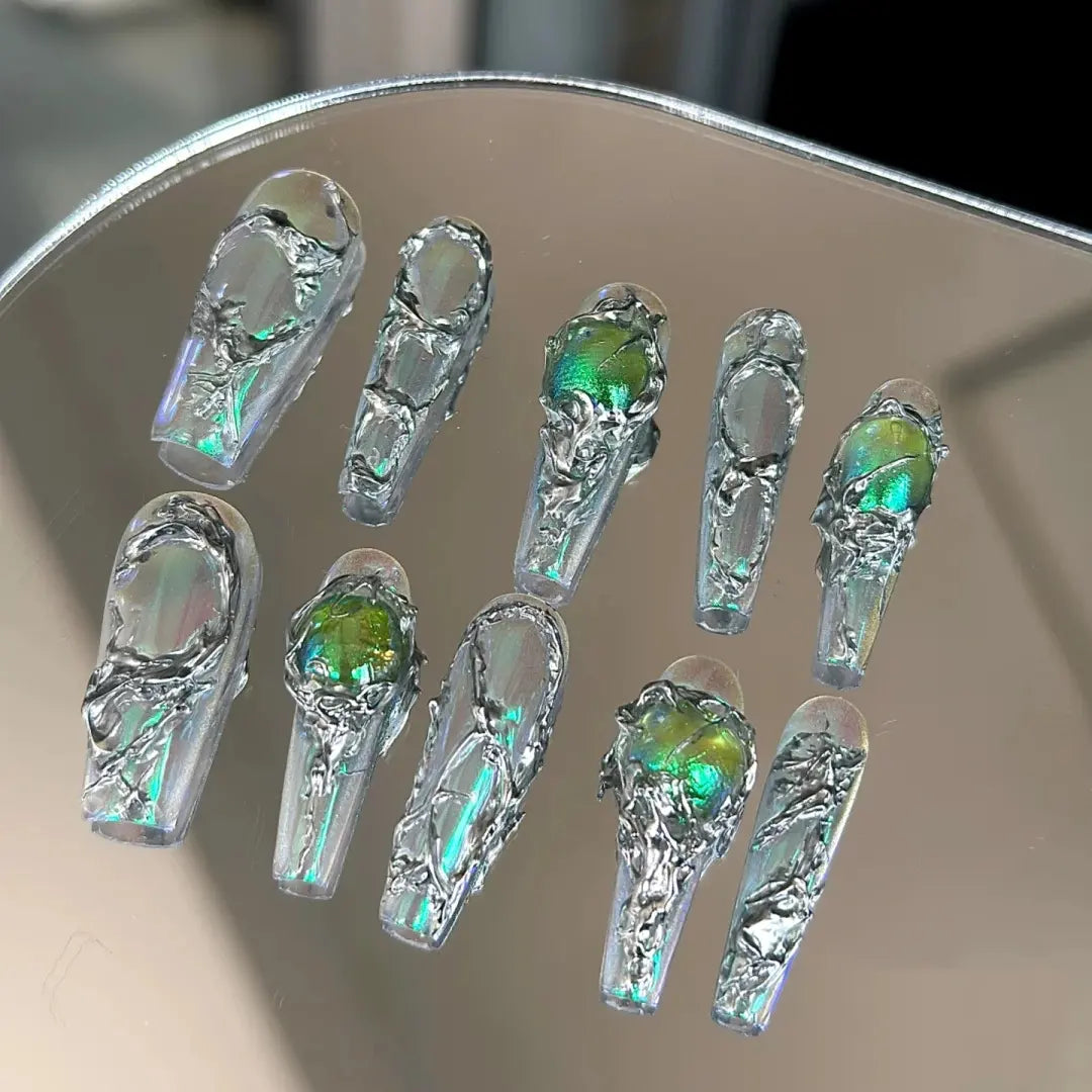 Vintage Art Style Grandmother Emerald Crowd Design Sense Fingernails