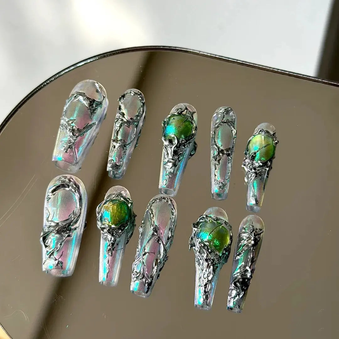Vintage Art Style Grandmother Emerald Crowd Design Sense Fingernails