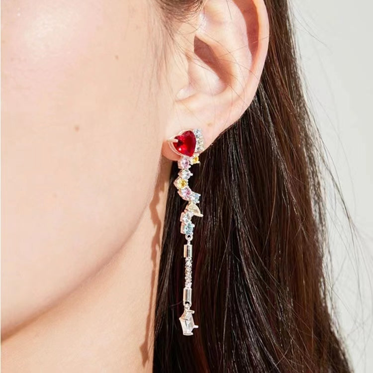 Exquisite color zirconium series love tassel earrings senior design sense summer fresh girl design earrings earrings
