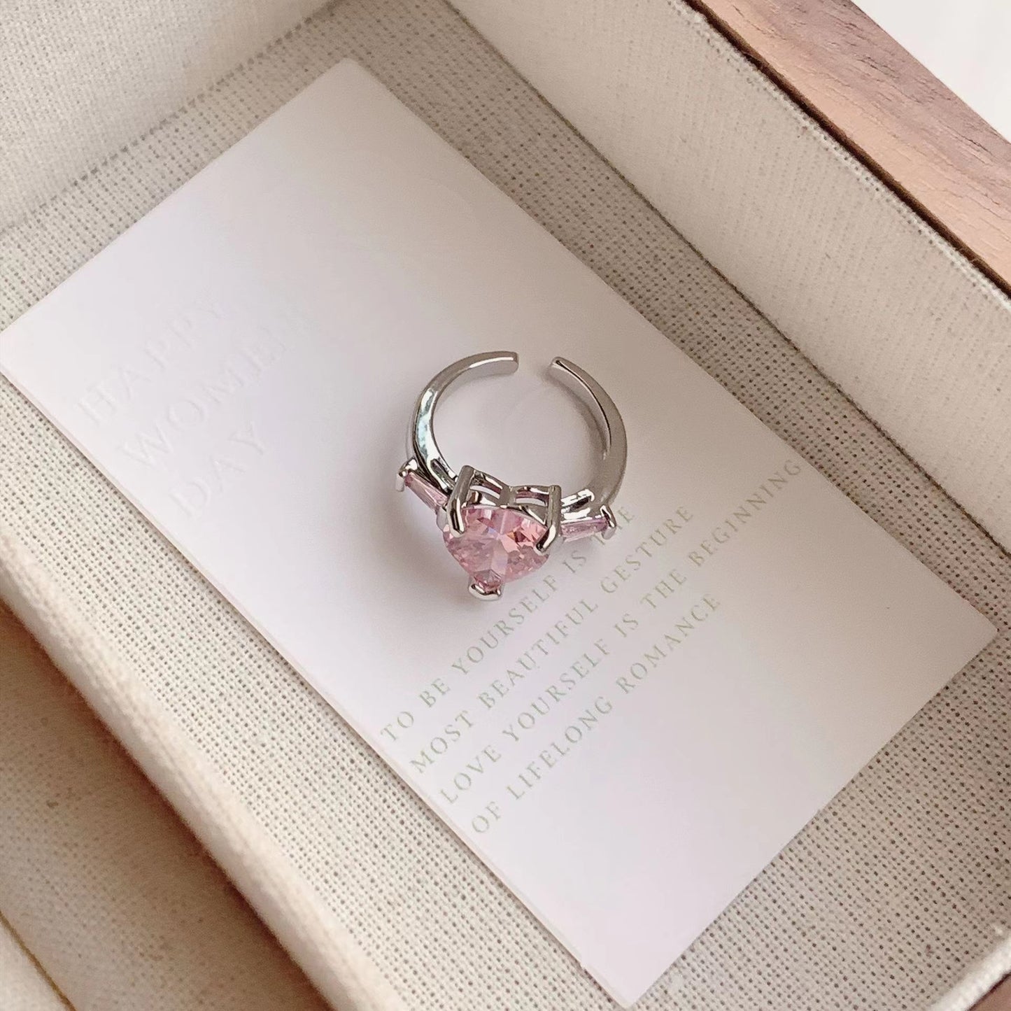 Pink Love Diamond Metal Ring