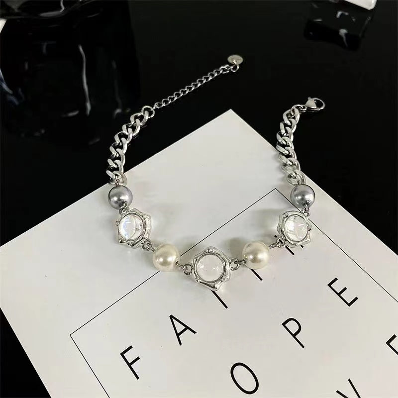 Transparent round bead bracelet female spliced pearl bracelet