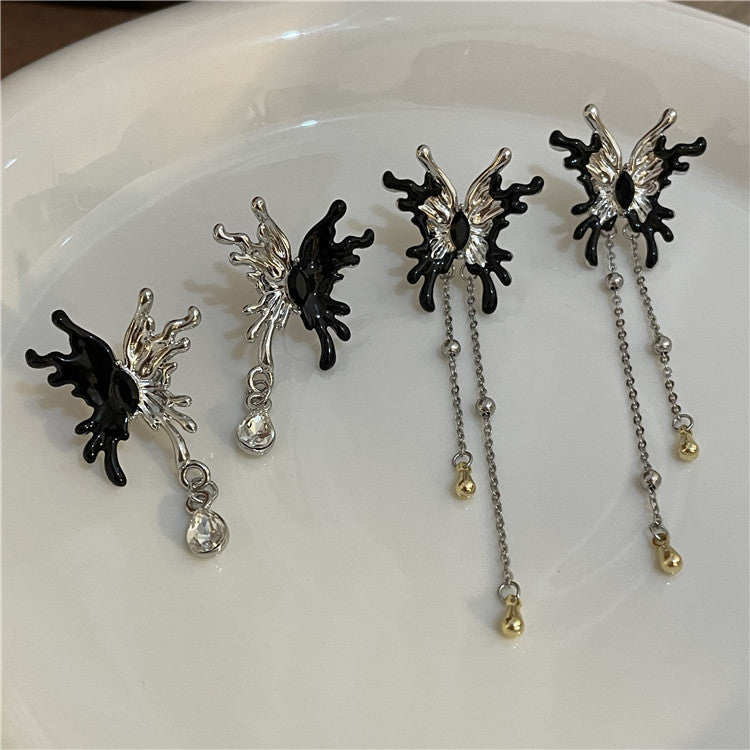 Japan and South Korea sweet cool style shaped butterfly tassel earrings personality luxury earrings ins niche design earrings wholesale