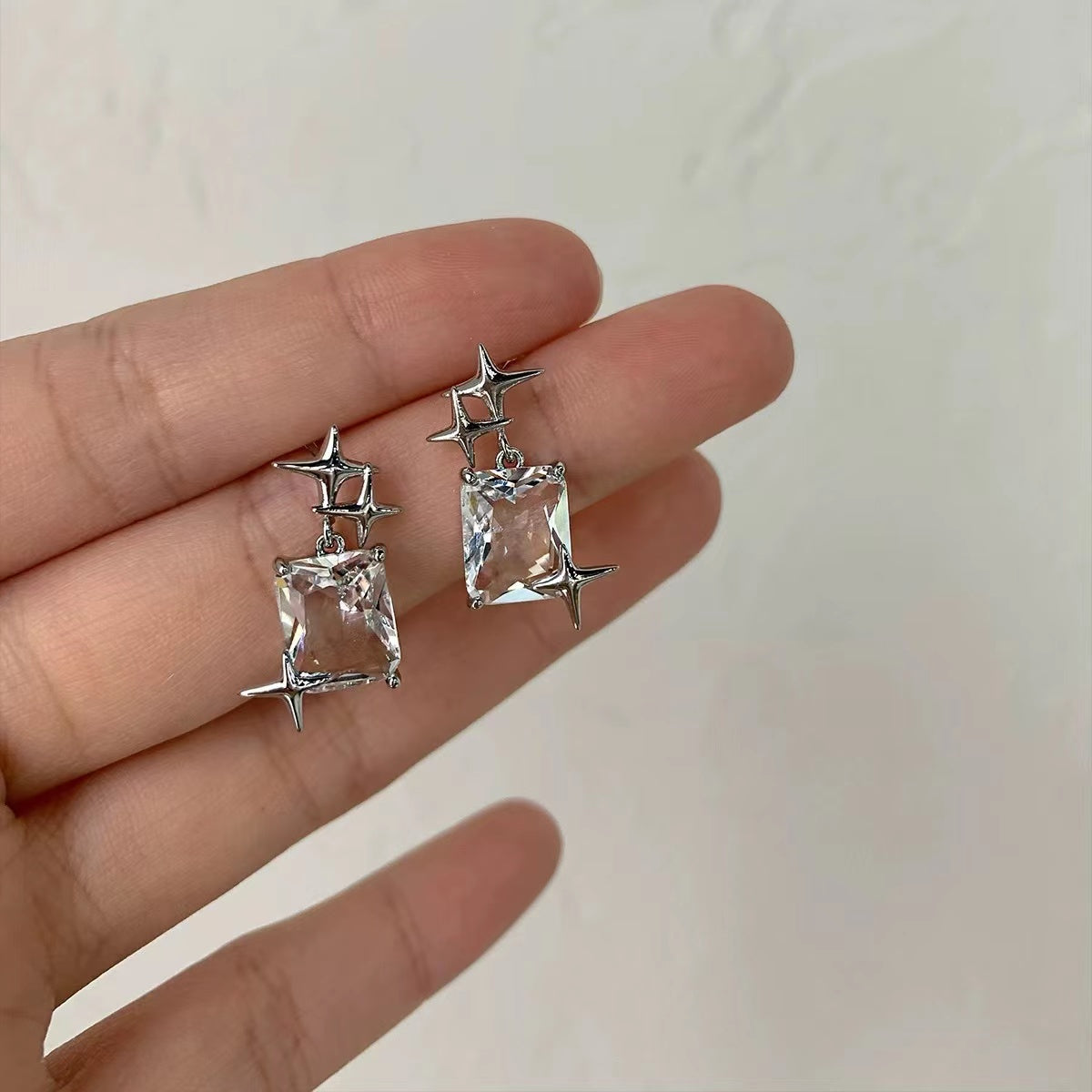 Super fairy square zircon Star Earrings