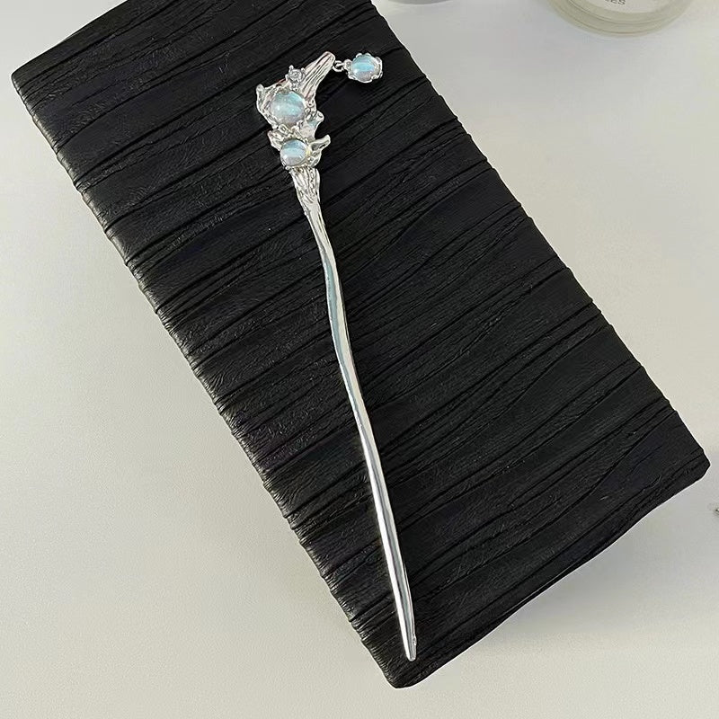 Liquid geometry twisted moonstone hairpin niche personality metal hairpin hair accessories