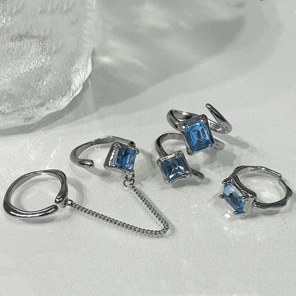 Blue Irregular Metal Ring