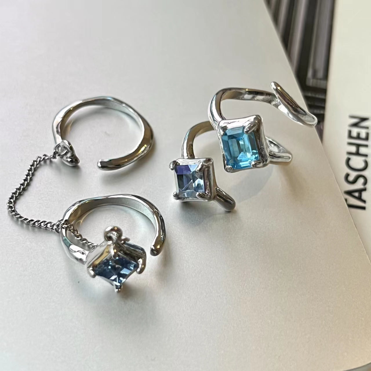 Blue Irregular Metal Ring