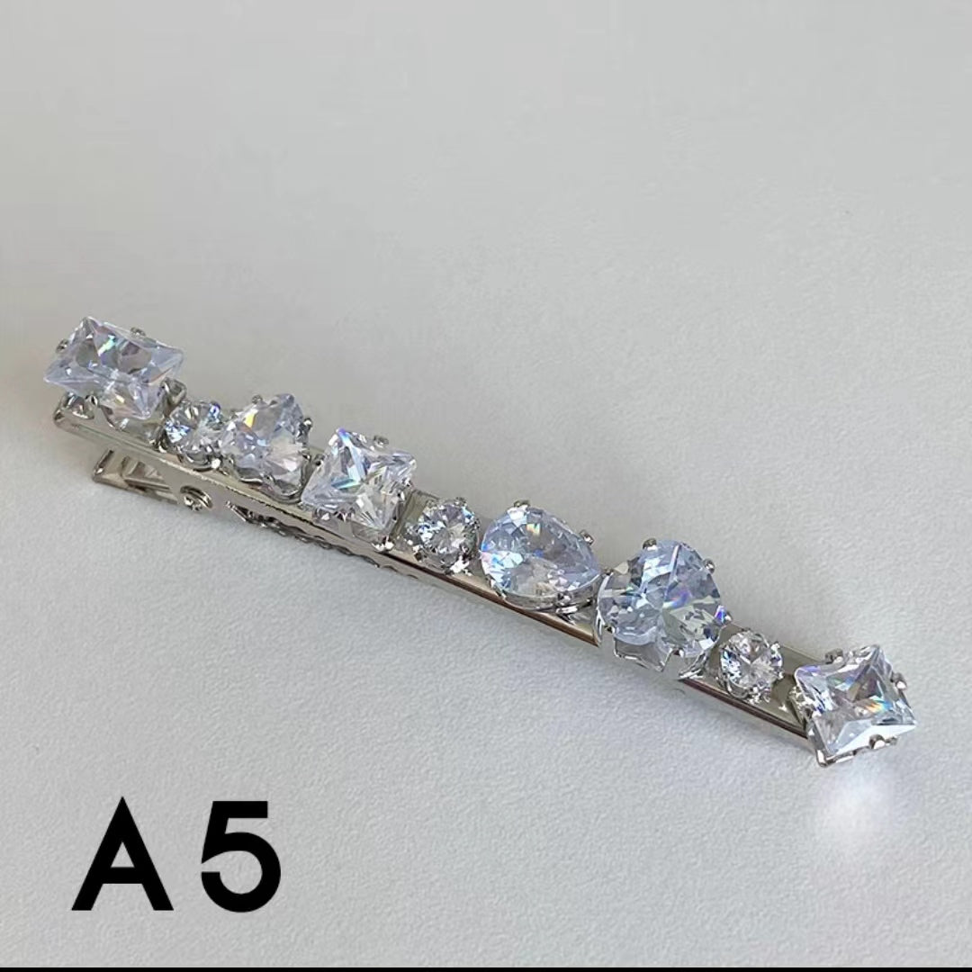 Diamond inlaid metal hairpin with silver hairpin
