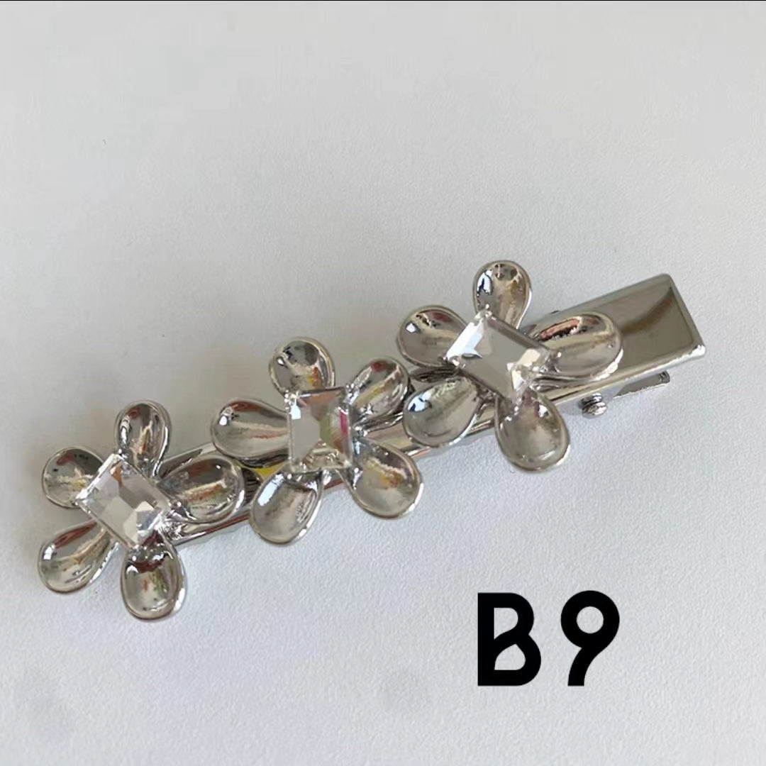 Silver metal hairpin fashionable Vintage pearl side clip hairpin