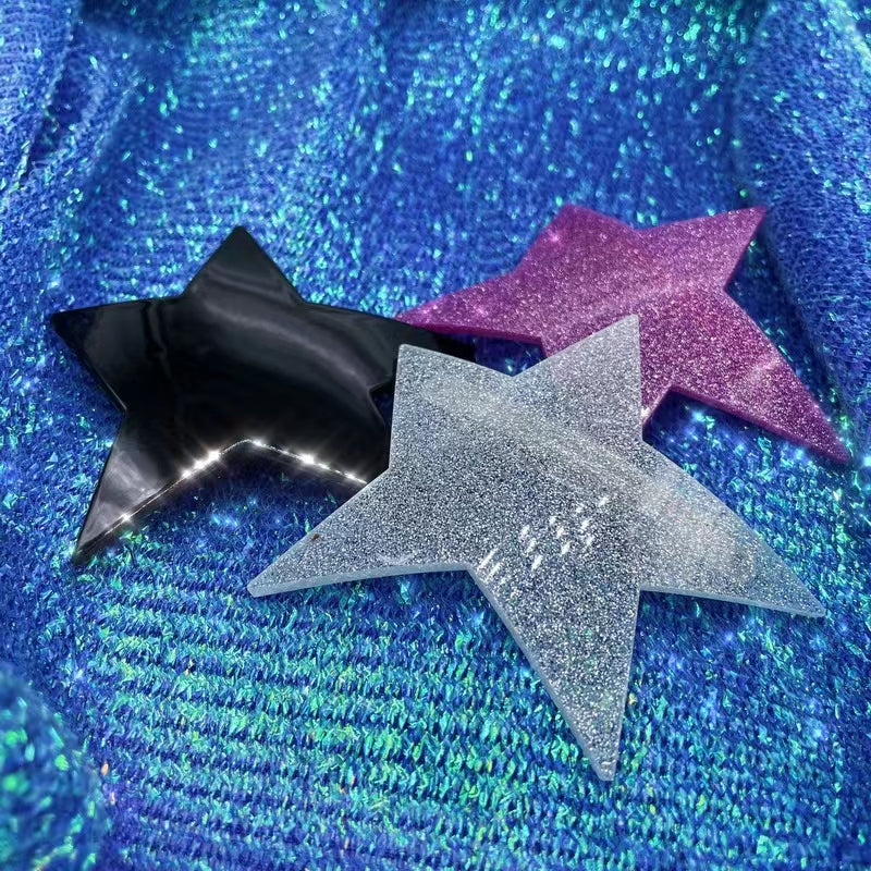 A big star hairpin, cool girl, irregular five pointed star, small face, bangs, multi-purpose spring clip