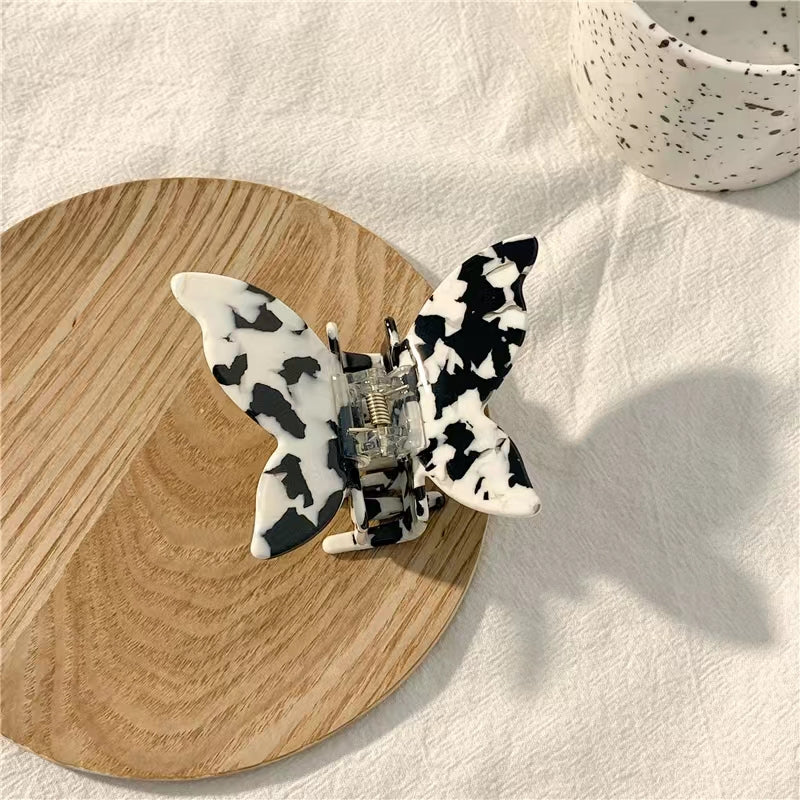 Cow color black and white grip clip bow hairpin spring clip medium shark clip