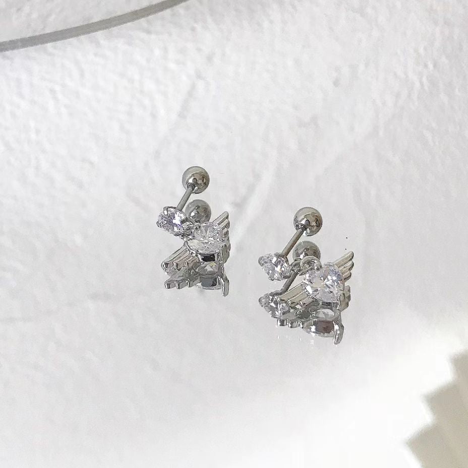 Love angel wings Earrings Pendant girl Heart Mini Earrings