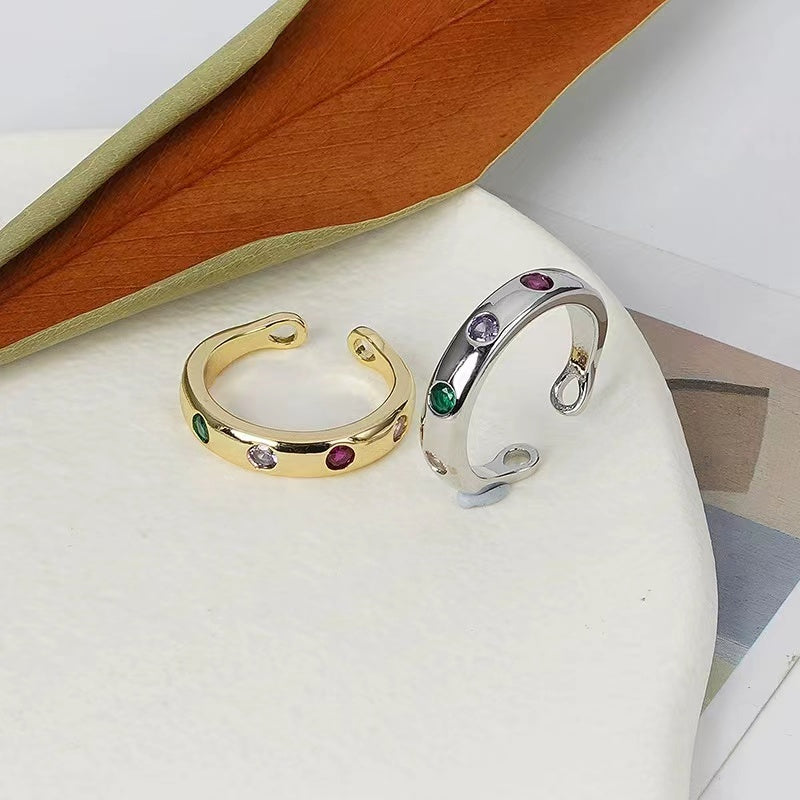 Europe and the United States net red with the same models niche design zirconia female ring popular fashion open ring