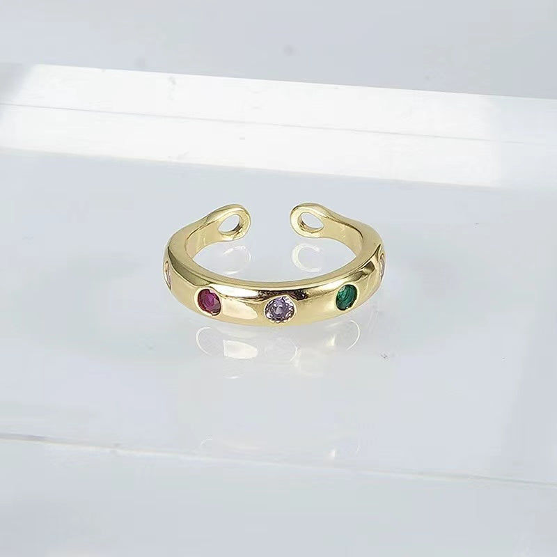 Europe and the United States net red with the same models niche design zirconia female ring popular fashion open ring