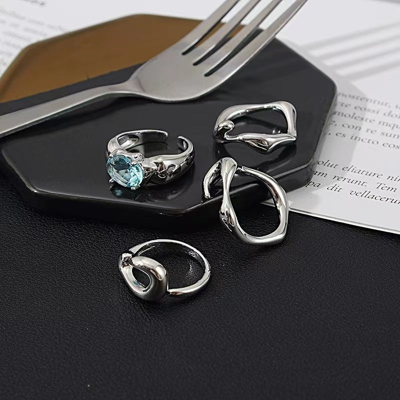 ring women ins niche design senior sense of personality simple and versatile geometric zirconia open index finger ring