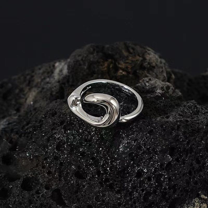 ring women ins niche design senior sense of personality simple and versatile geometric zirconia open index finger ring