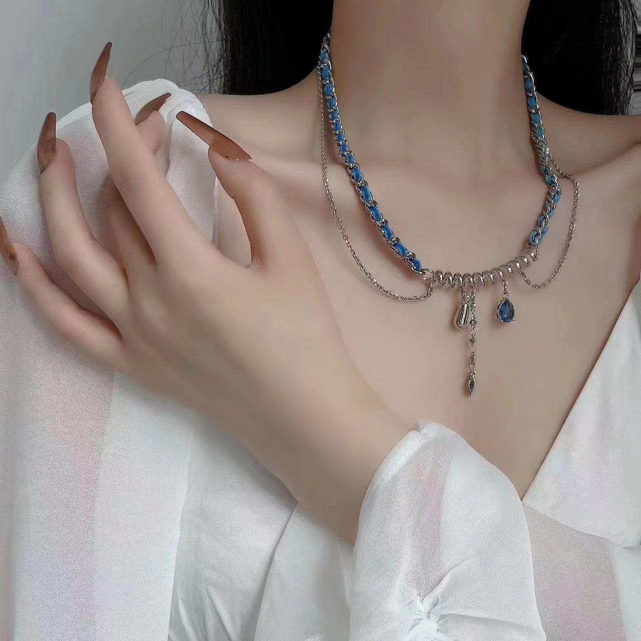 Voyage to the sea | the blue sky is calm, cool girl Y2K Necklace