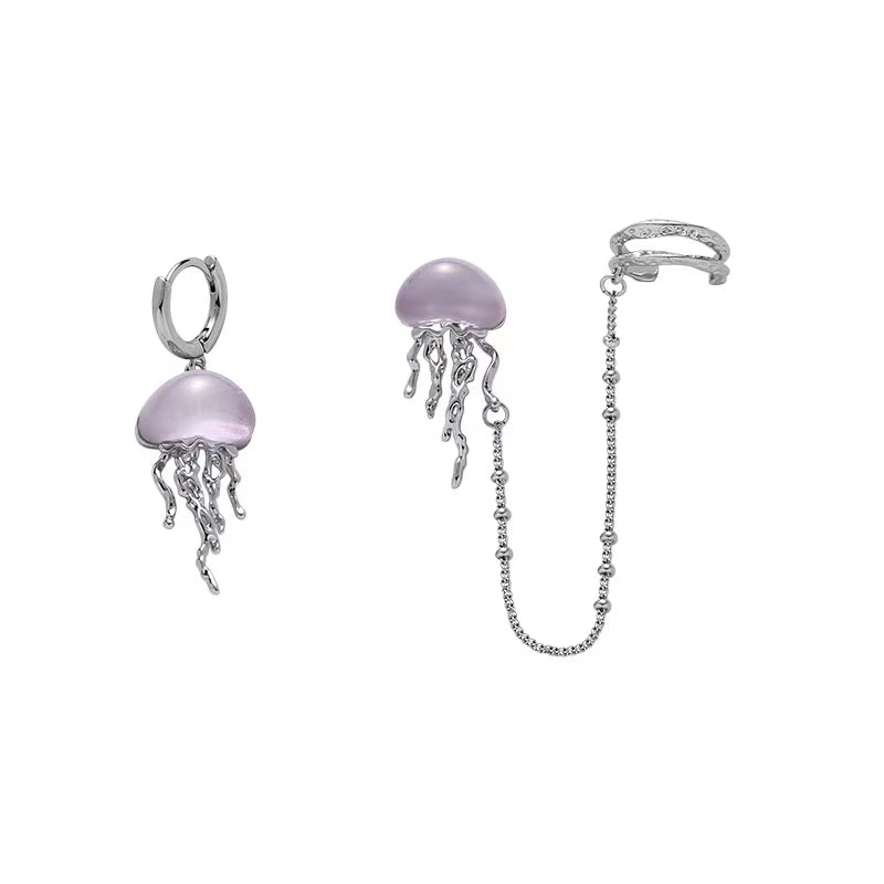 Jellyfish Series Ear Studs Earclip One piece Personality Small crowd Design Sense