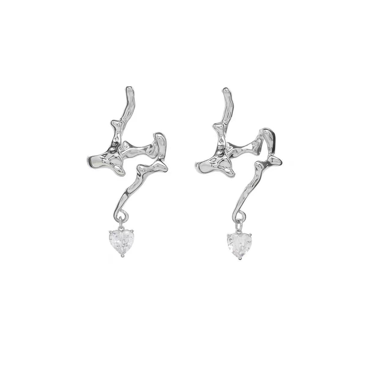 Small crowd design thorns curve love zircon 925 silver needle earrings