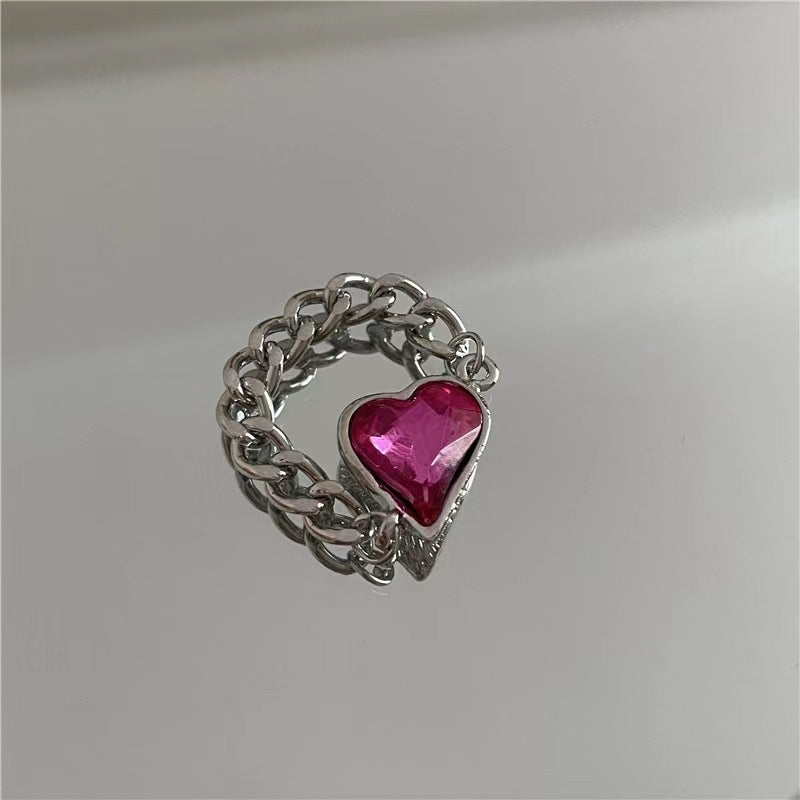 Love Zircon Jewelry Cool Wind Net Red Tassel Earrings Personality Fashion Open Ring