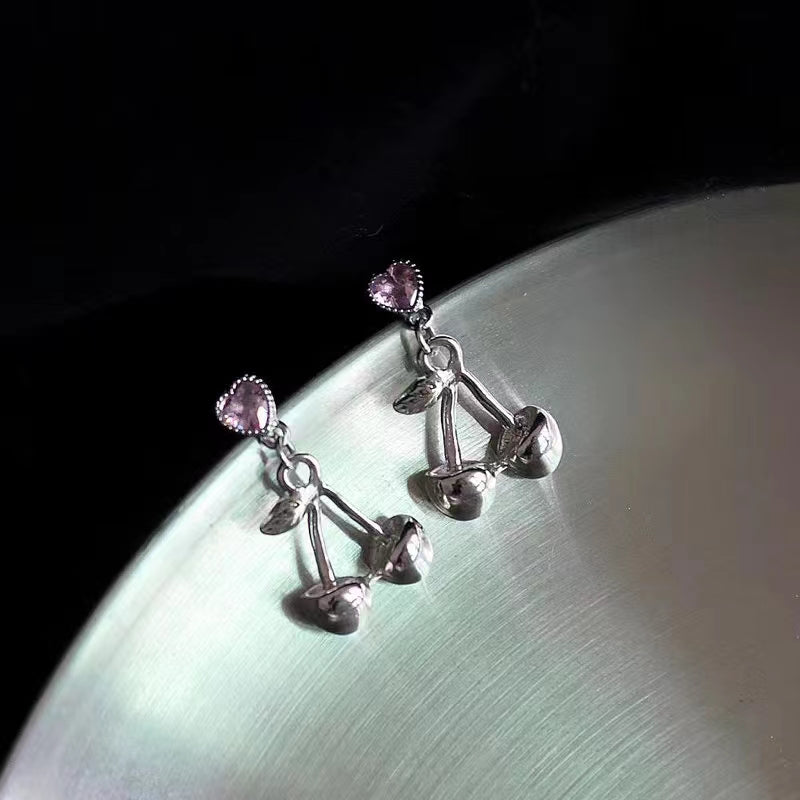 S925 Silver Needle Personalized Metal Style Mesh Red Bowknot Earrings Fashion Cool