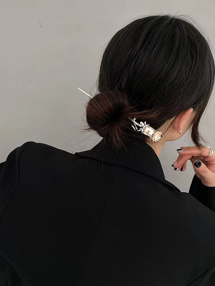 French High Level Little Prince Rose Hairpin Metal Hairpin Women's Cheongsam Hanfu Hair Ornament Hairpin