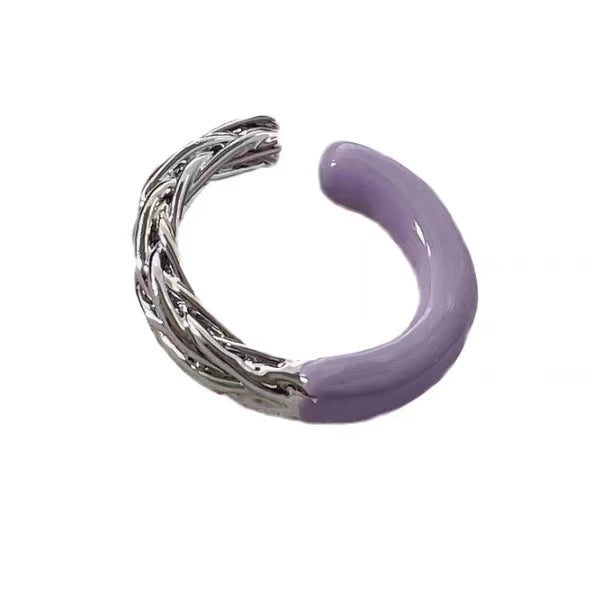 Enamel Colored Glaze Taro Mud Popple Pink Purple Grey Tone Fashionable Bow Knot Popple Dot Open Ring Ring Ring