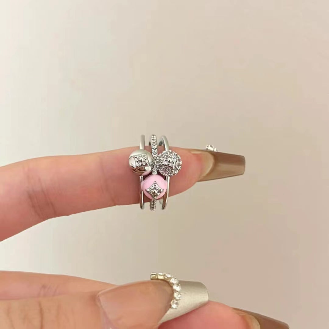 Saturn Planet Full Diamond Ring for Female, Japanese, Korean, and Minority Design Sense Index Finger Ring Fashion and Personalized Open Ring