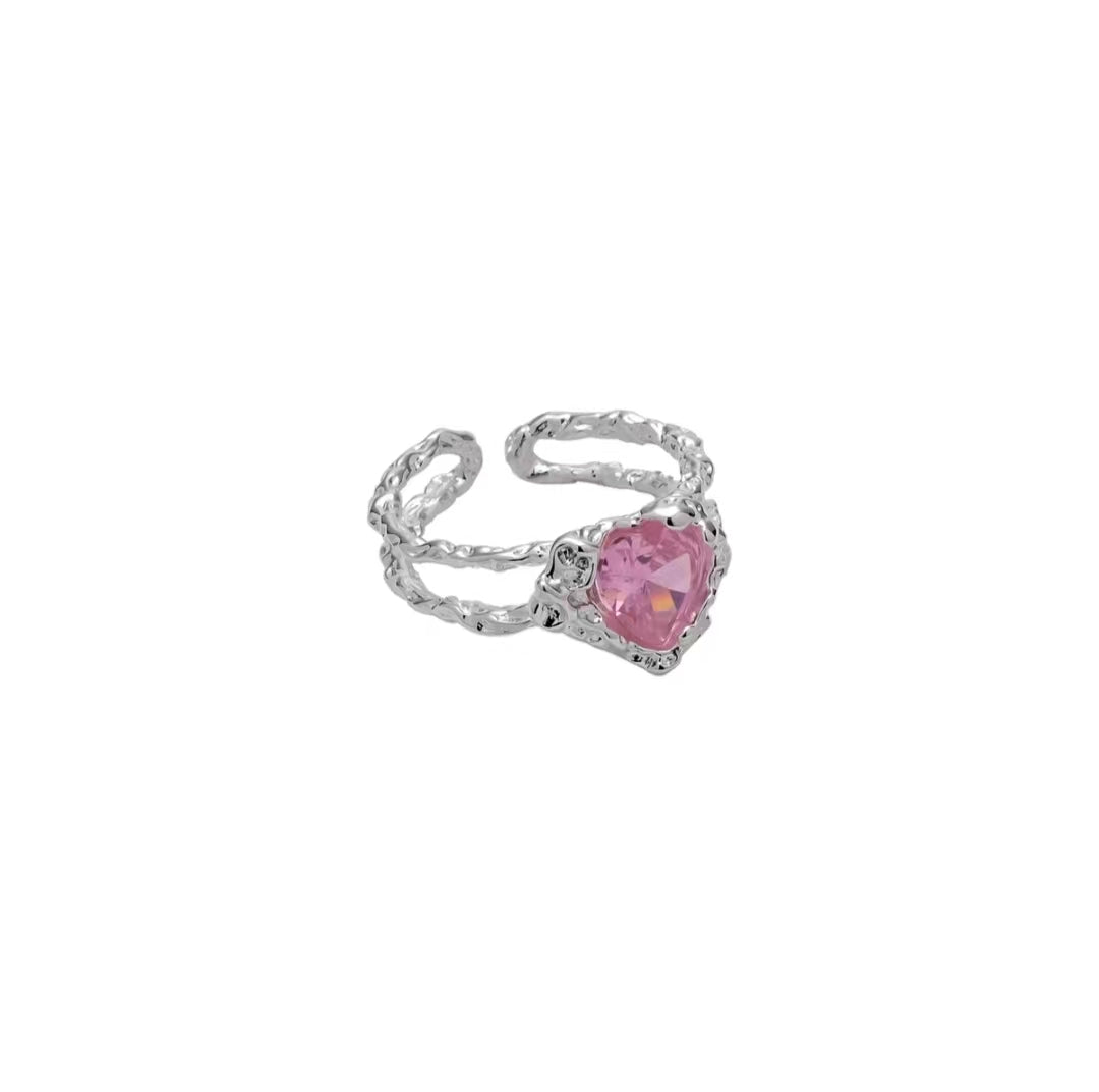 y2k hot girl millennium accessory pink love zirconia ring