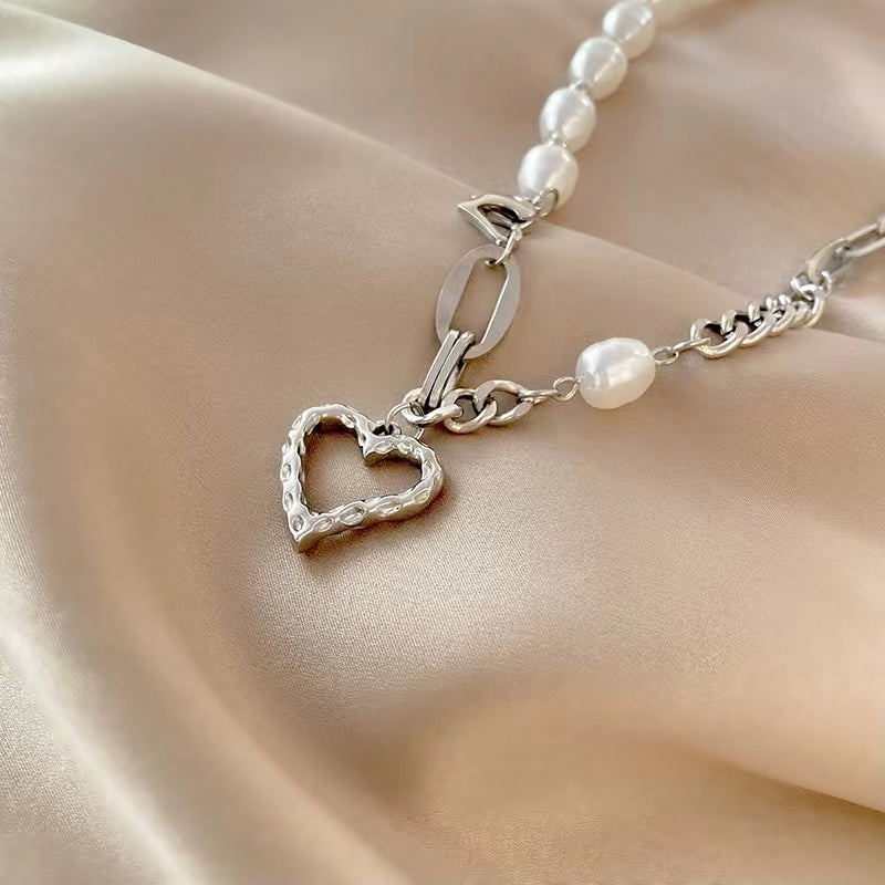 Pearl love necklace new spicy girl senior sense of collarbone chain accessories