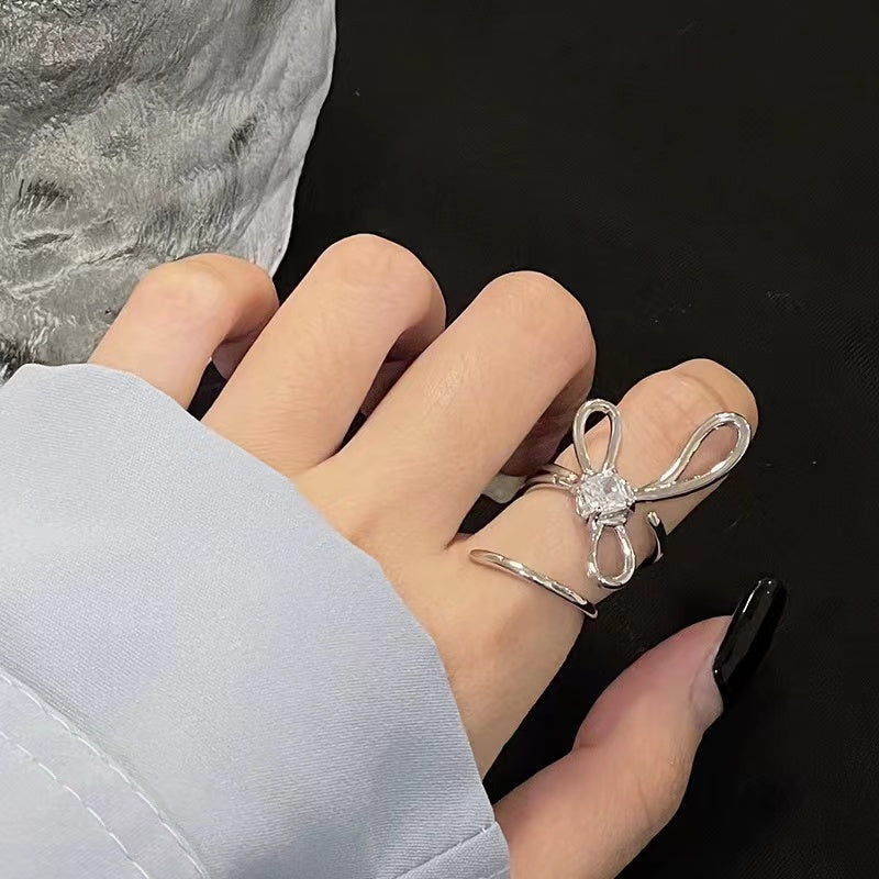 Bow personalized geometric line open ring
