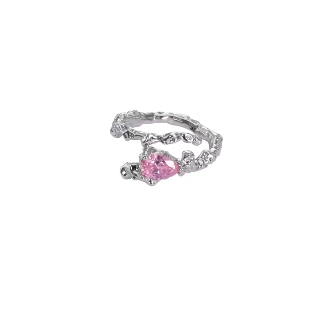 Pink Irregular Diamond Metal Ring