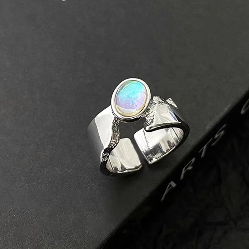 Opal stone couple open ring