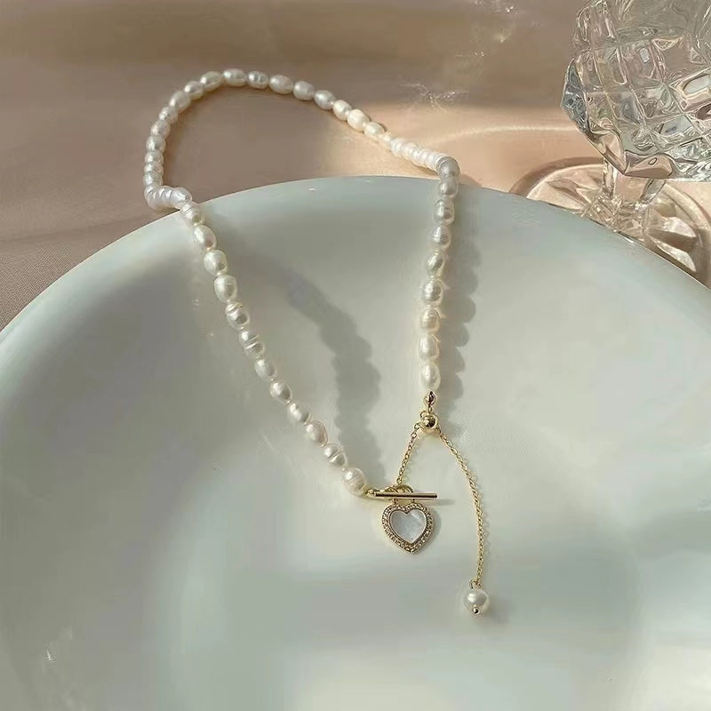Multi-color crystal drop pendant freshwater pearl necklace