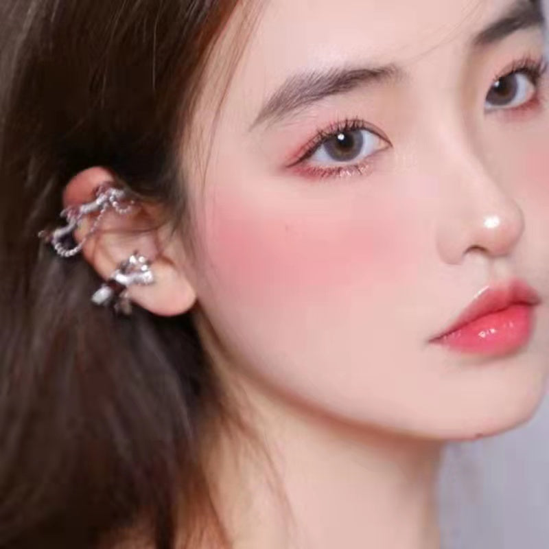Slightly drunk rose makeup ear clip ear bone clip earrings