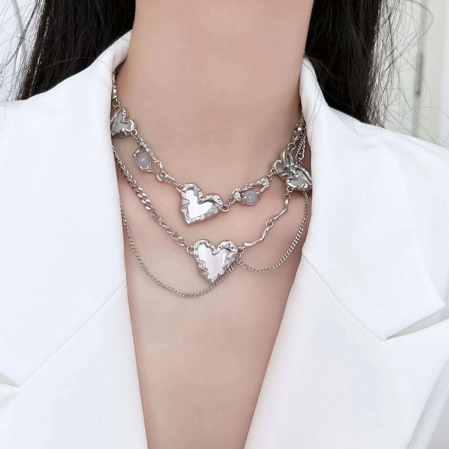 Niche design mirror love necklace