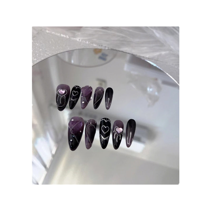 Black gradient purple bubble love hot girl style small red book with the same handmade light therapy custom wear nail