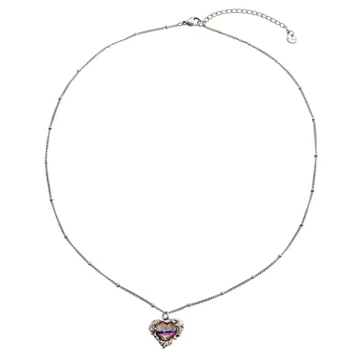 Simple and versatile colorful love zirconia necklace female light luxury ins niche design sense sweet cool wind temperament collarbone chain